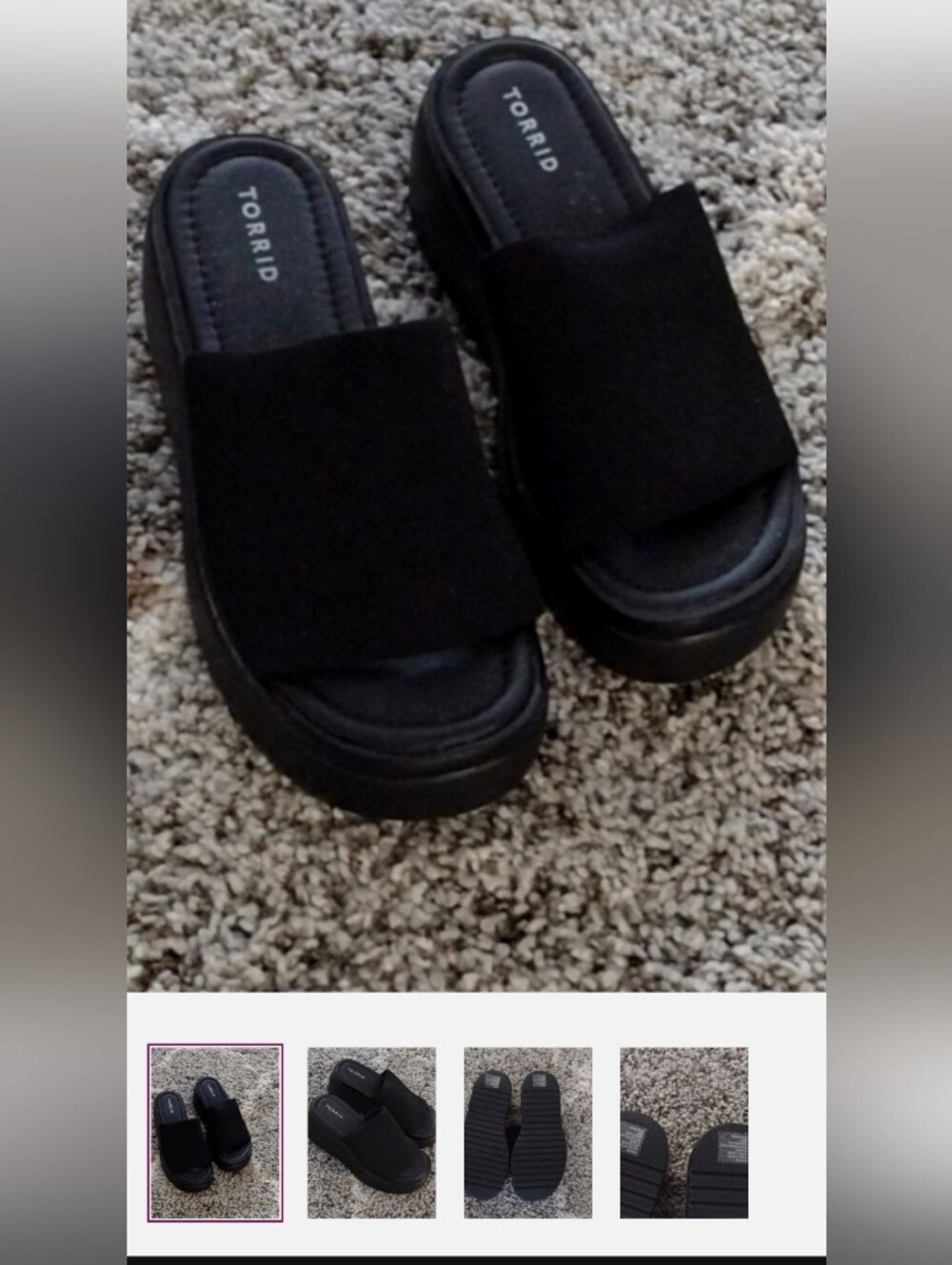 torrid Black Platform Slide Sandals Sz 8WW